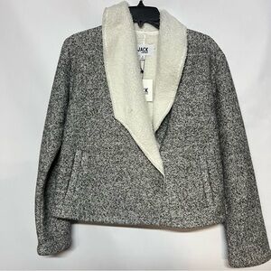 Jack by BB Dakota Women's Gray Teddy Jacket with Cream Accents
